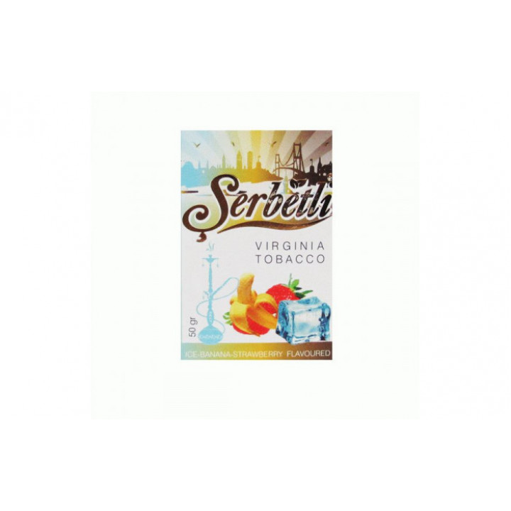 Табак для кальяна Serbetli Ice Banana Strawberry (Лед Банан Клубника) 50 гр.