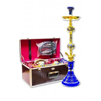 Кальян PHARAON PREMIUM в чемодане M114 BLUE GOLD IN CASE 78см Фараон