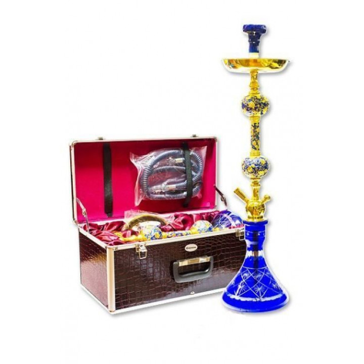 Кальян PHARAON PREMIUM в чемодане M114 BLUE GOLD IN CASE 78см Фараон